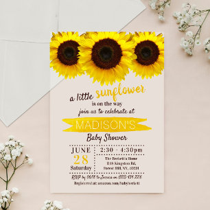 Invitations En Acrylique Un Petit Tournesol Est En Route ! Baby shower