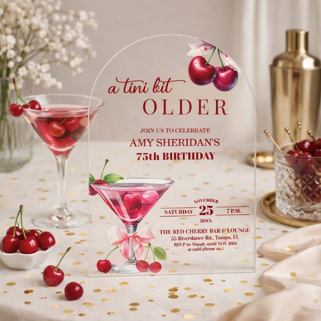 Invitations En Acrylique Un peu plus âgé Chic A Tini Bit Older Cherry Marti (Créateur téléchargé)
