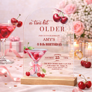 Invitations En Acrylique Un peu plus âgé Chic A Tini Bit Older Cherry Marti
