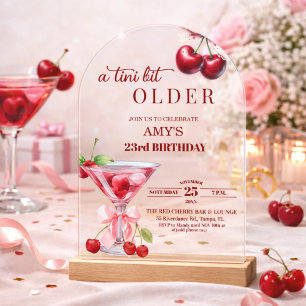 Invitations En Acrylique Un peu plus âgé Chic A Tini Cherry Martini 23e ann