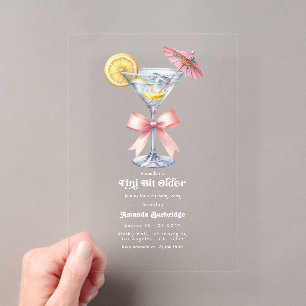 Invitations En Acrylique Un peu plus âgée Chic Pink Martini Fête d'annivers