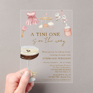 Invitations En Acrylique Un Tini en route, Baby Shower Espresso Martini