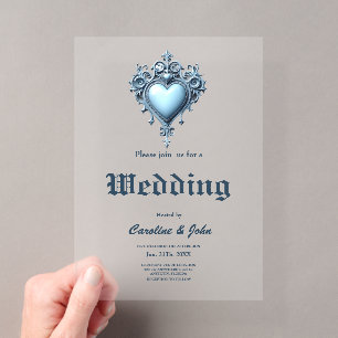 Invitations En Acrylique Une arcade colorée bleu clair aux accents floraux,