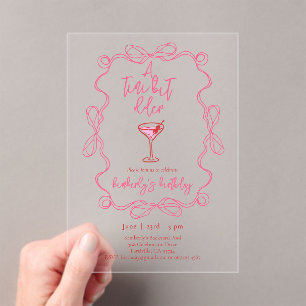 Invitations En Acrylique Une fête d'anniversaire rose dessinée à la main Un