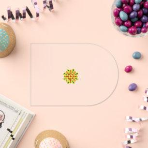 Invitations En Acrylique une fleur verte et rouge aux points noirs