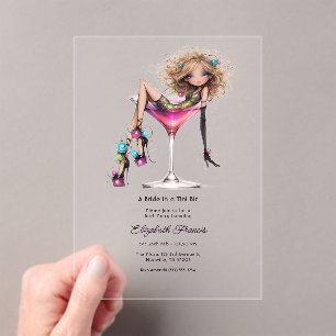 Invitations En Acrylique Une future mariée dans un Martini glamour pour ent