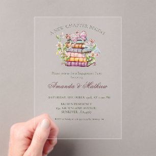 Invitations En Acrylique Une nouvelle Fête des mariées de livre de chapitre