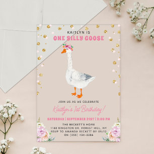 Invitations En Acrylique Une oie sotte fille 1er anniversaire