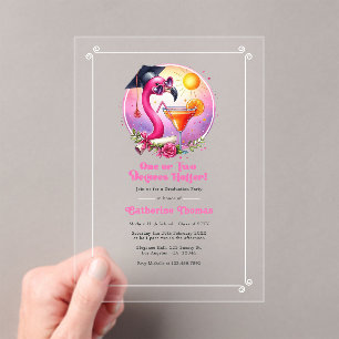 Invitations En Acrylique Une ou deux degrès de plus Fête de fin d'études fl