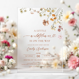 Invitations En Acrylique Une petite Baby Shower Bohème Terre Cuite Fleur Sa