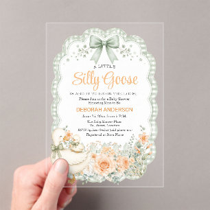Invitations En Acrylique Une petite Baby Shower Cottagecore de caneton vert