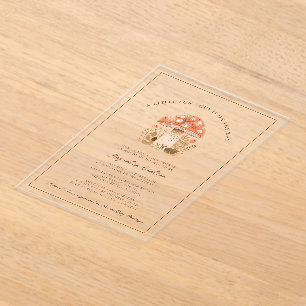 Invitations En Acrylique Une petite fête champignon Baby Shower d'automne