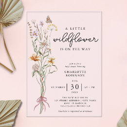 Invitations En Acrylique Une petite fille fleur sauvage Baby Shower