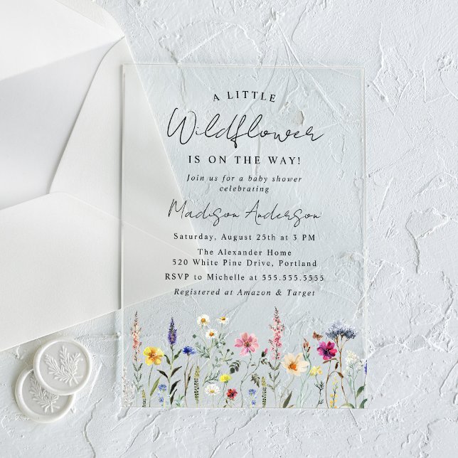 Invitations En Acrylique Une petite fille Wildflower (Créateur téléchargé)