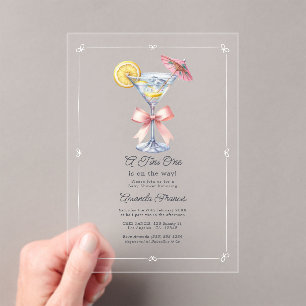 Invitations En Acrylique Une Tini One Est en Route Fête Prénatale Martini B