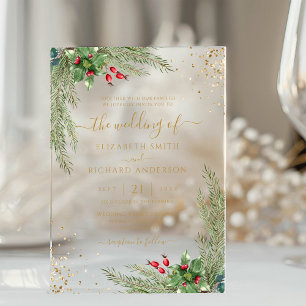 Invitations En Acrylique Vacances d'hiver Botanical Greenery Mariage