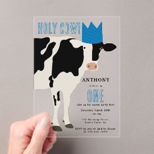 Invitations En Acrylique Vache sacrée Fête d'anniversaire de vache pour enf