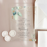 Invitations En Acrylique Végétal Airy Gold Leaf Élégant Mariage Eucalyptus<br><div class="desc">Ces invitations acryliques élégantes à l'eucalyptus mariage,  verdure et feuille d'or,  sont parfaites pour un mariage moderne. L'élégant design botanique présente des eucalyptus aquarellés clairs et aquarelles,  agrémentés de feuilles d'or blanc.</div>