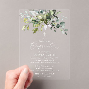 Invitations En Acrylique Végétation, Feuilles d'eucalyptus, Bohème, Confirm