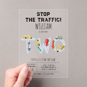 Invitations En Acrylique Véhicules de transport urbain Camion Deuxième anni