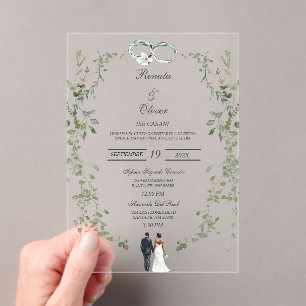 Invitations En Acrylique Verdure acrylique couronne Mariage espagnol