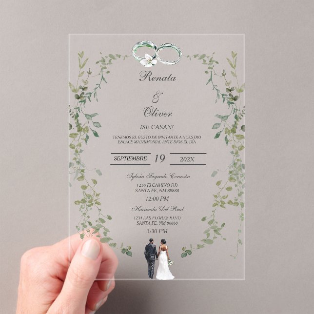 Invitations En Acrylique Verdure acrylique couronne Mariage espagnol (In situ (ordinateur de poche))