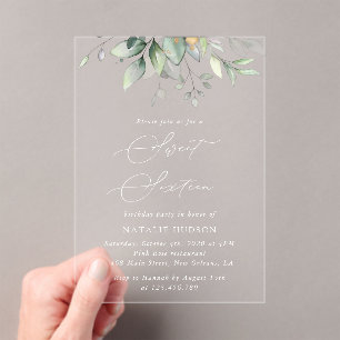 Invitations En Acrylique Verdure, Eucalyptus Feuilles, Boho, Sweet 16