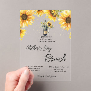 Invitations En Acrylique Verre à bouteille de vin Tournesols Déjeuner du jo