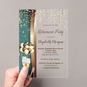 Invitations En Acrylique Verre à vin, talons hauts, fête de retraite avec b