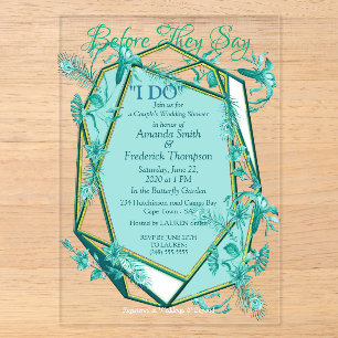 Invitations En Acrylique Vert émeraude sur un fond de texture de sculpture