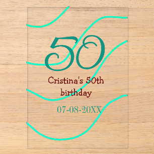 Invitations En Acrylique Vert rouge 50 anniversaire anniversaire ajouter no
