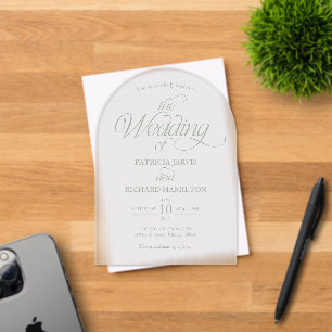 Invitations En Acrylique Vert Sauge Moderne Minimaliste Élégance de Mariage