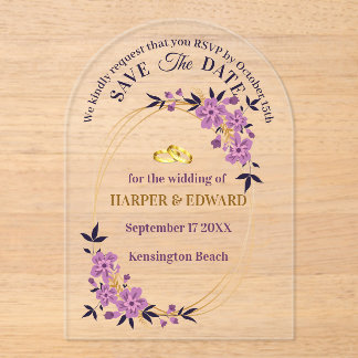 Invitations En Acrylique Vibrant Gras Mariage Fleur sauvage Enregistrer La 
