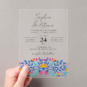 Invitations En Acrylique Vibrant mexicain Floral Fiesta Mariage