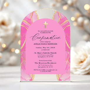 Invitations En Acrylique Vider rose Or Vider Confirmation Moderne