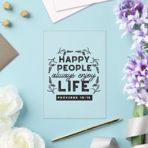 Invitations En Acrylique Vie heureuse avec la foi – Proverbes 15:15 Art