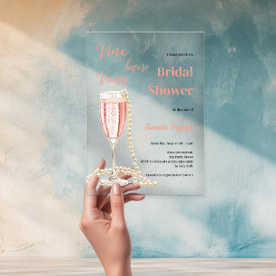 Invitations En Acrylique Vino avant Vows rose clair Fête des mariées