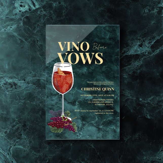 Invitations En Acrylique Vino élégant avant les voeux vin Fête des mariées (Créateur téléchargé)