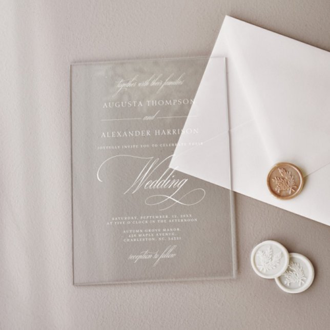 Invitations En Acrylique Vintage Calligraphie Classy Mariage (Vintage Calligraphy Classy Wedding Acrylic Invitations)