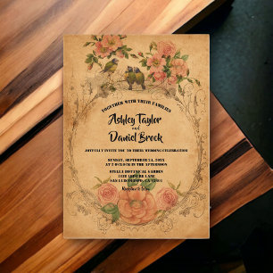 Invitations En Acrylique Vintage Retro Peinture Aquarelle Mariage floral