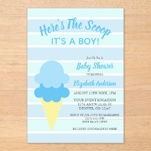 Invitations En Acrylique Voici le Baby shower d'été de la crème glacée Scoo
