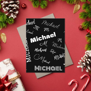 Invitations En Acrylique Votre nom et monogramme motif personnalisé noir