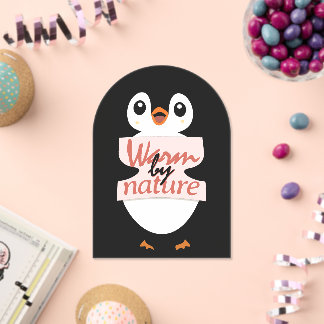 Invitations En Acrylique Warm by nature: Adorable Penguin with Playful Text