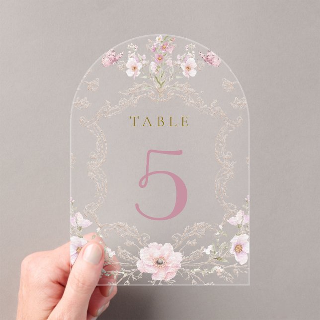Invitations En Acrylique watercolor floral frame table number (In situ (ordinateur de poche))