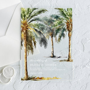 Invitations En Acrylique Watercolor Mariage de plage tropicale