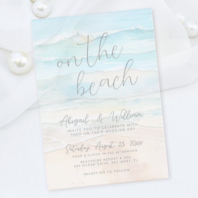 Invitations En Acrylique Watercolor On The Beach Wedding (Watercolor On The Beach Wedding Acrylic Invitations)