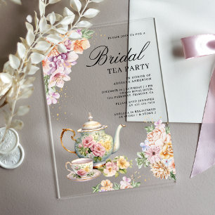 Invitations En Acrylique Watercolor Spring Floral Tea Party Fête des mariée