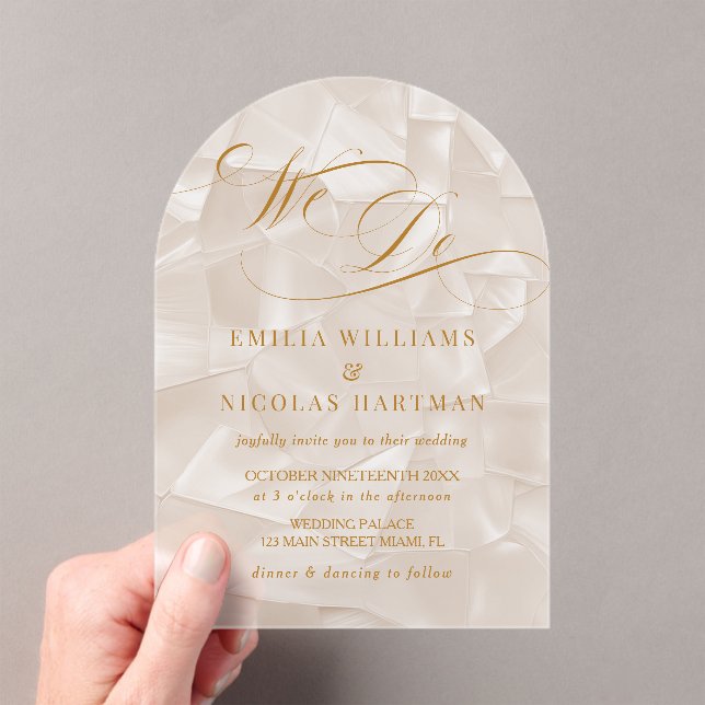 Invitations En Acrylique We Do Elegant Neutral Wedding (In situ (ordinateur de poche))