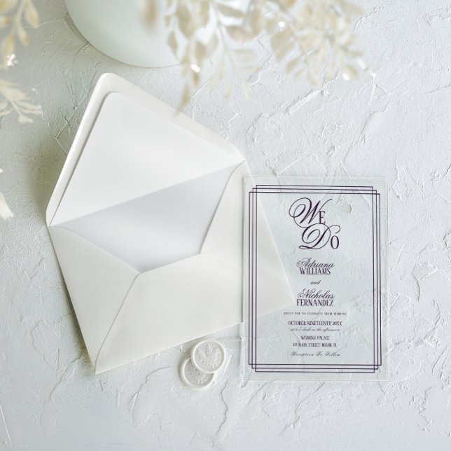 Invitations En Acrylique We Do Purple Old Money Wedding (Créateur téléchargé)