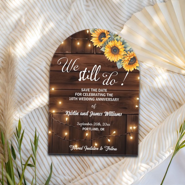 Invitations En Acrylique We Still Do 10th Wedding Anniversary String Lights (Créateur téléchargé)
